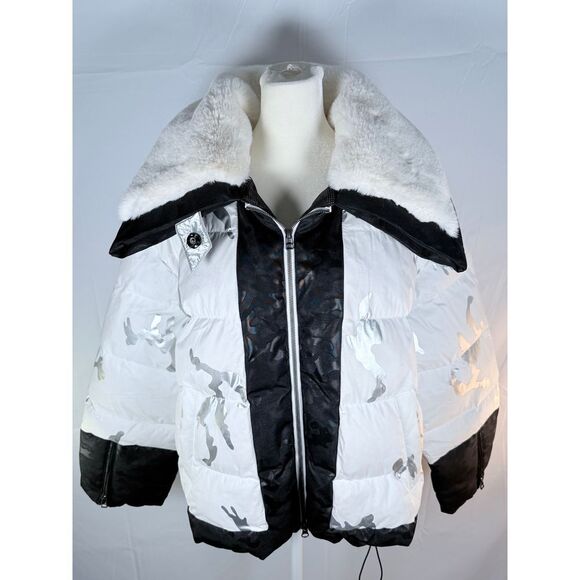 Biannual Camp Puffer Coat Womens S White Faux Fur Collar Gorpcore Winter Ski‎ - Picture 4 of 15